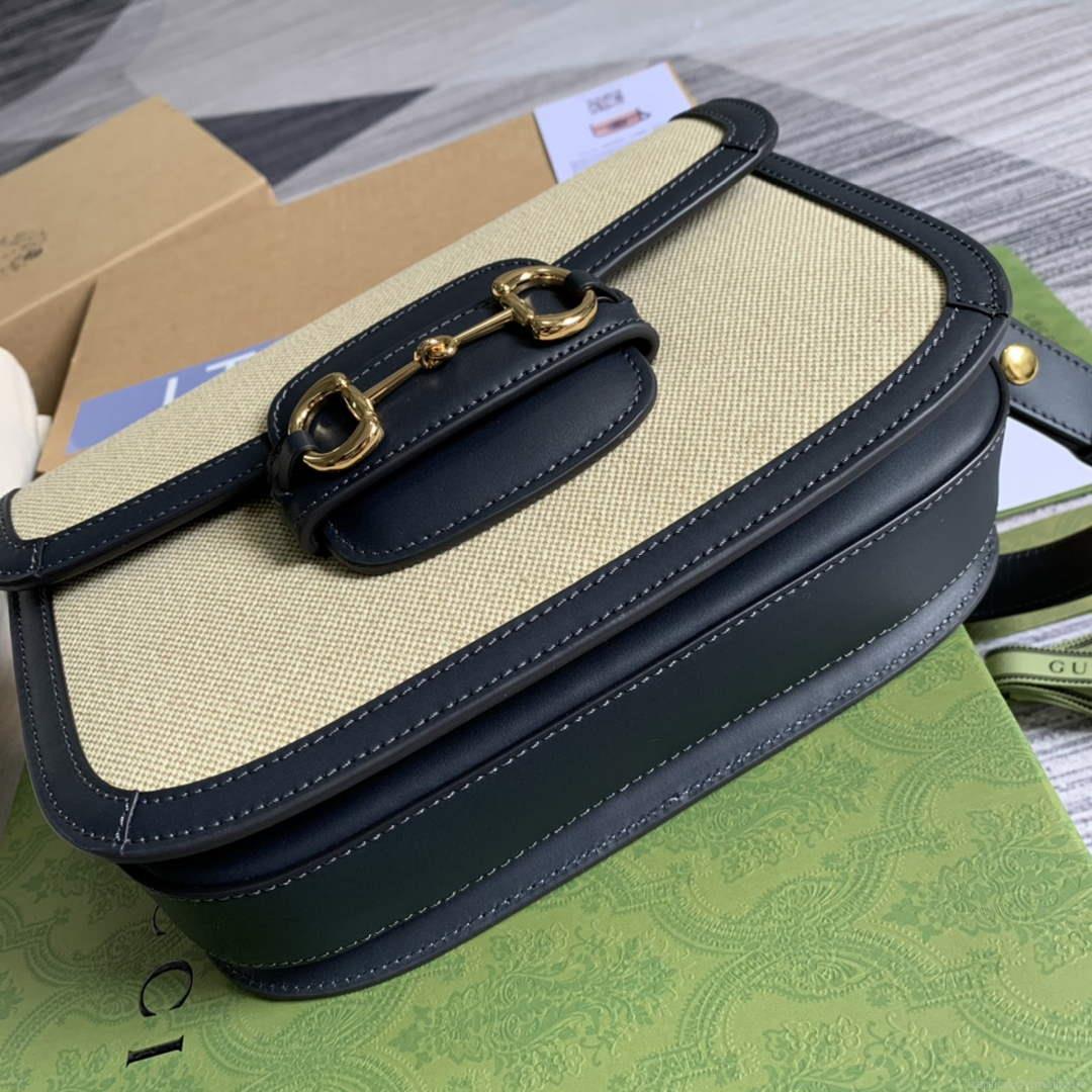 Gucci Horsebit 1955 shoulder bag Beige with 602204 black leather