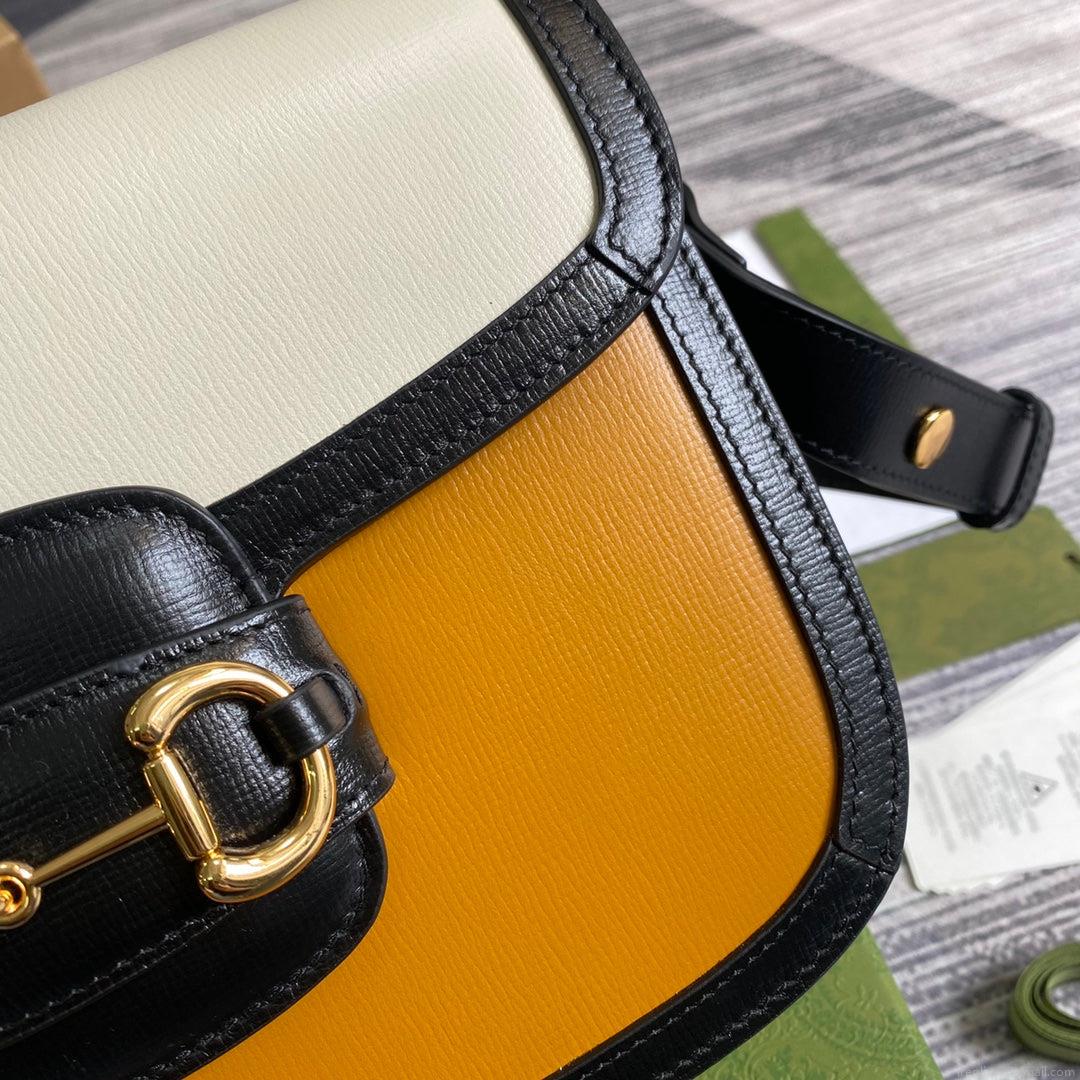 Gucci Horsebit 1955 shoulder bag 602204 yellow with beige