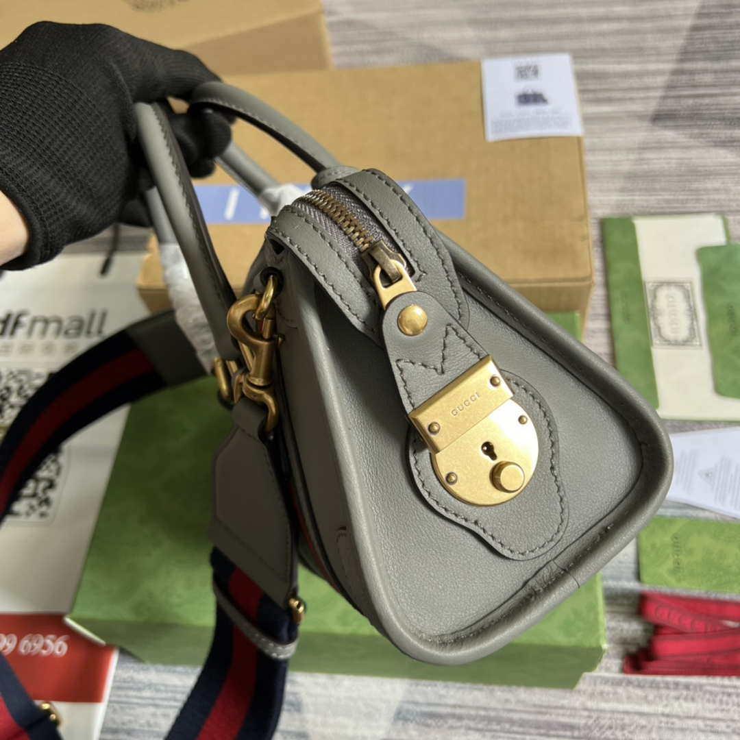 Gucci 715771 Mini top handle bag with Double G Grey