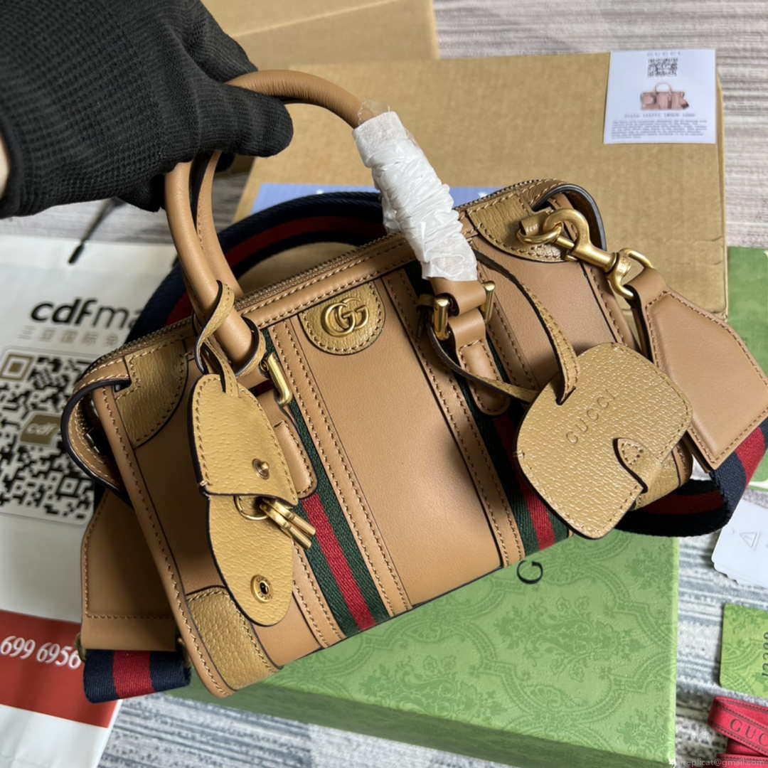 Gucci 715771 Mini top handle bag with Double G Tan