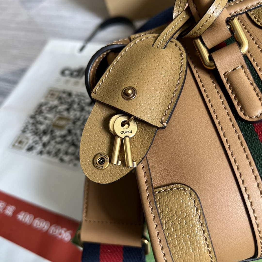 Gucci 715771 Mini top handle bag with Double G Tan