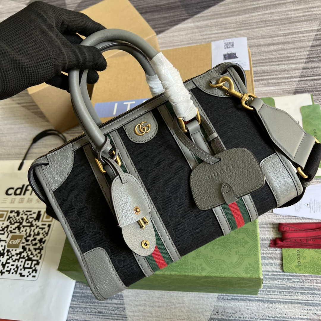 Gucci 715772 Small canvas top handle bag Gray and Black