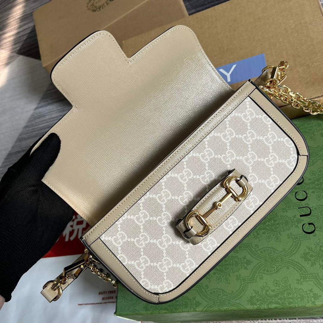 Gucci 735178 Gucci Horsebit 1955 small shoulder bag Oatmeal