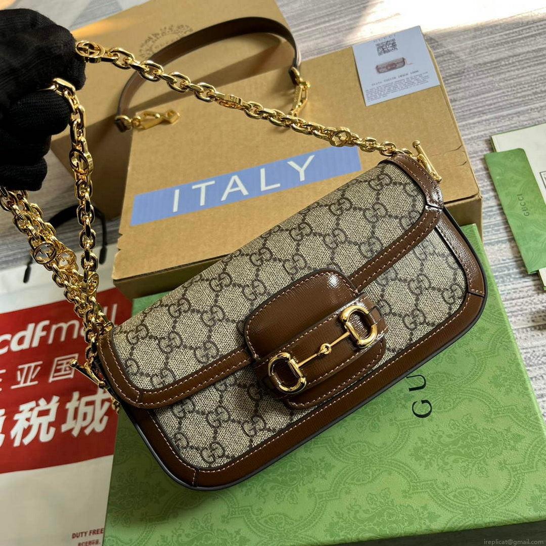 Gucci 735178 Gucci Horsebit 1955 small shoulder bag Brown