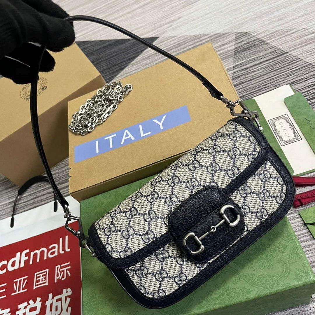 Gucci 735178 Gucci Horsebit 1955 small shoulder bag Navy blue