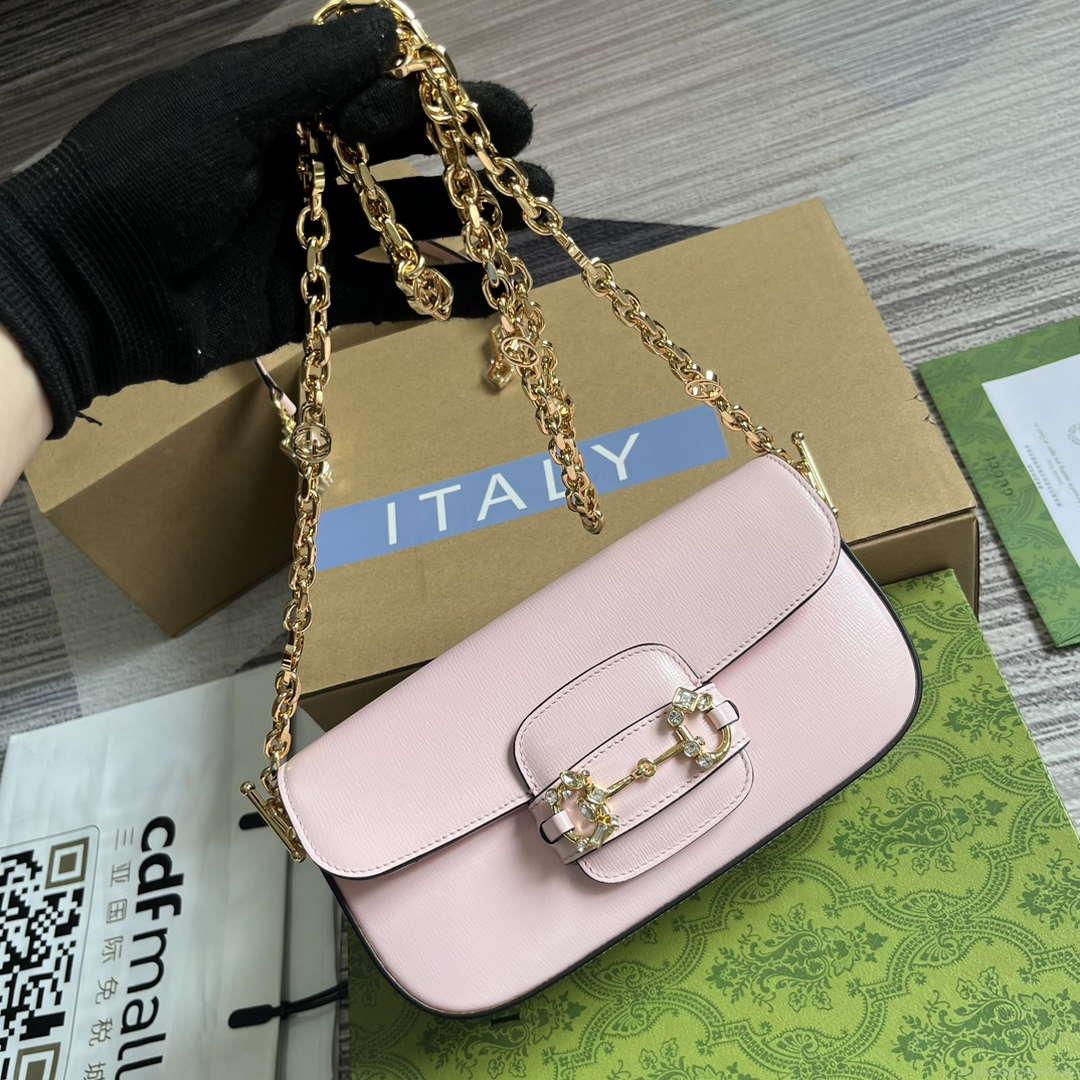 Gucci 735178 Gucci Horsebit 1955 small shoulder bag Pink
