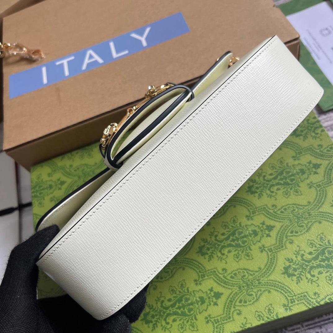 Gucci 735178 Gucci Horsebit 1955 small shoulder bag White