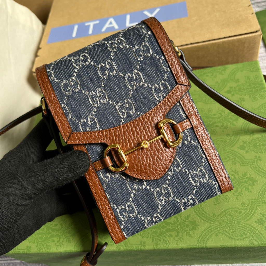 Gucci 625615 Gucci Horsebit 1955 Mini Bag Navy blue Brown