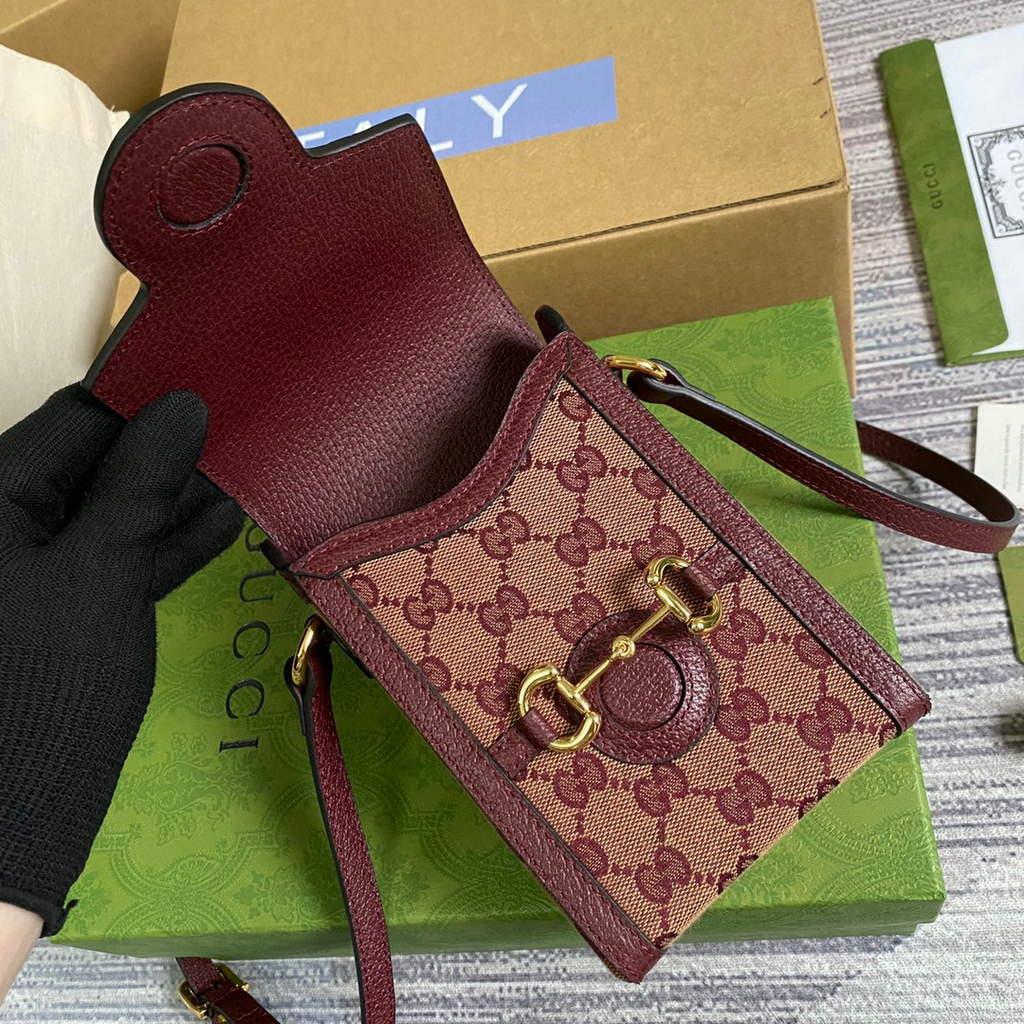 Gucci 625615 Gucci Horsebit 1955 Mini Bag Wine Red