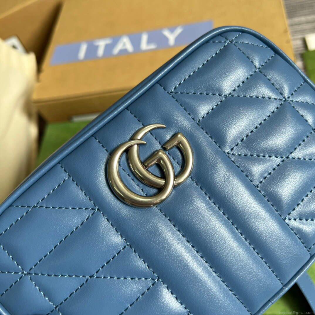 Gucci 634936 GG Marmont Mini Shoulder Bag Blue