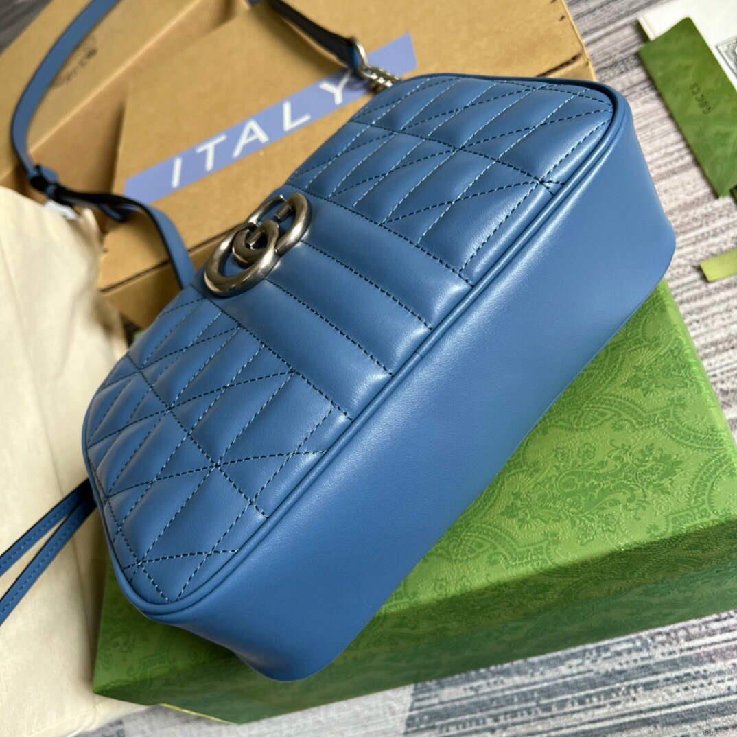 Gucci 447632 GG Marmont Matelassé Shoulder Bag Blue