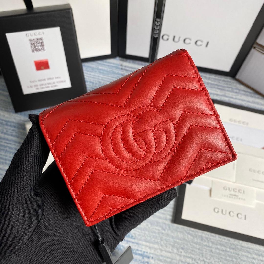 Gucci 466492 GG Marmont card case wallet in Red