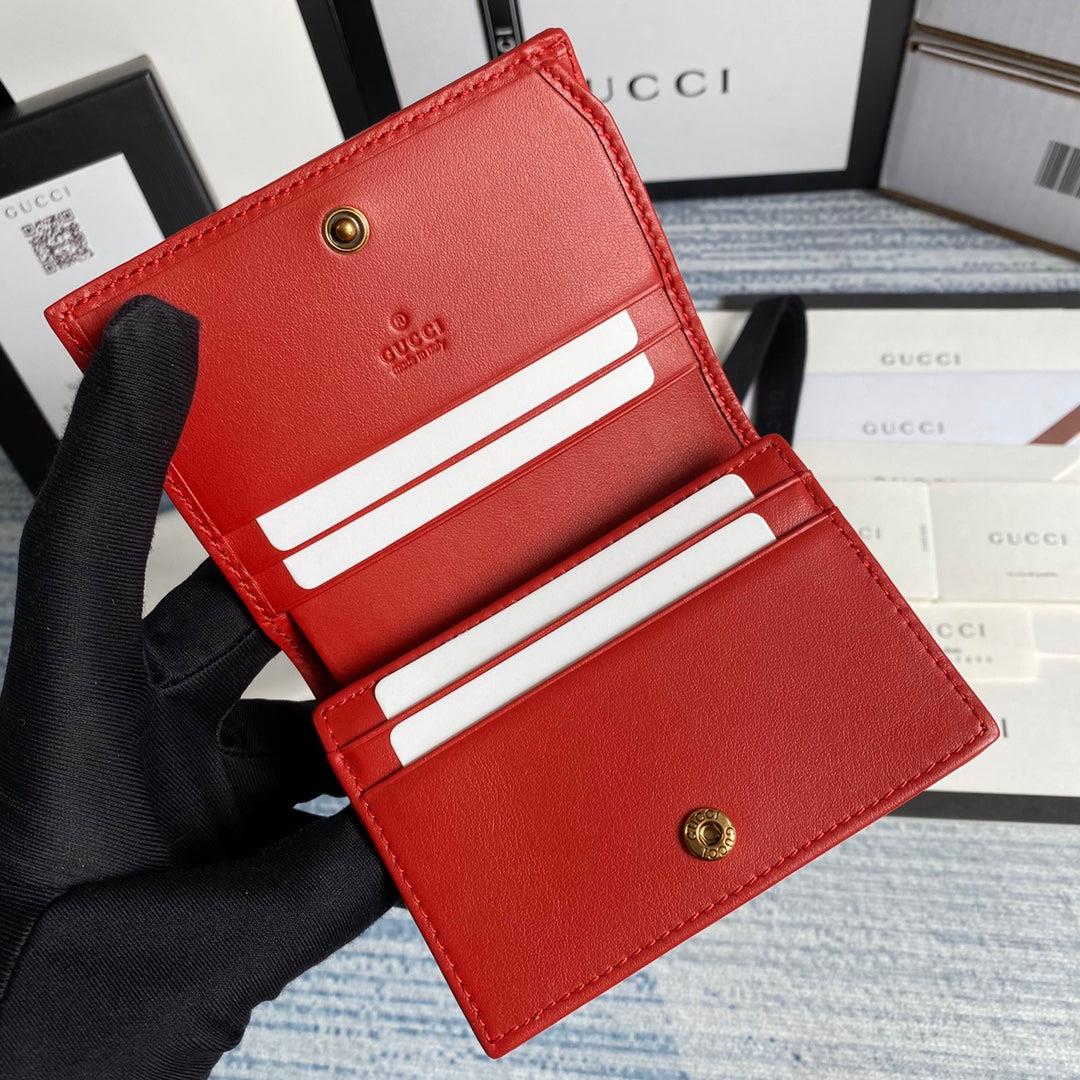 Gucci 466492 GG Marmont card case wallet in Red