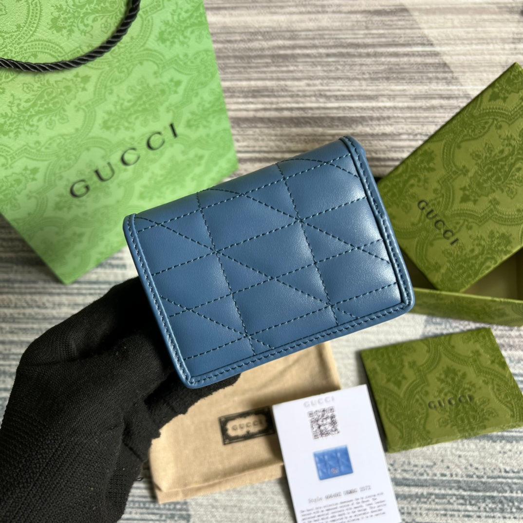 Gucci 466492 GG Marmont card case wallet in Blue