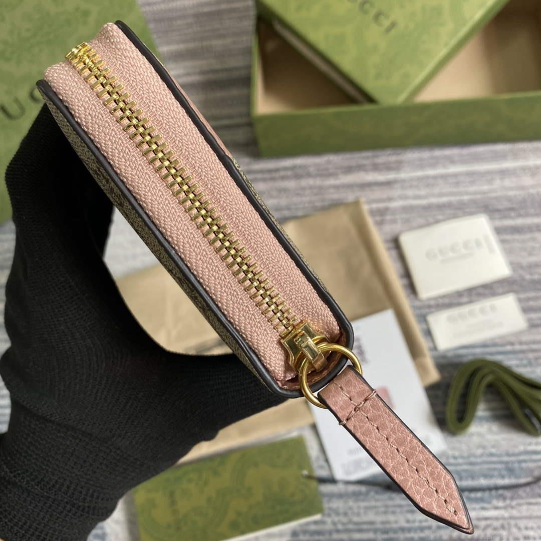 Gucci 456117 GG Marmont Zip Around Wallet Pink
