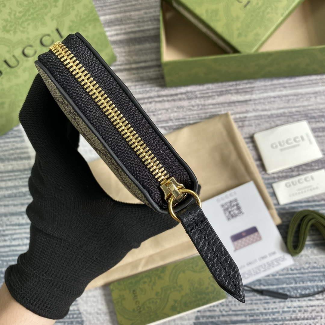 Gucci 456117 GG Marmont Zip Around Wallet Black