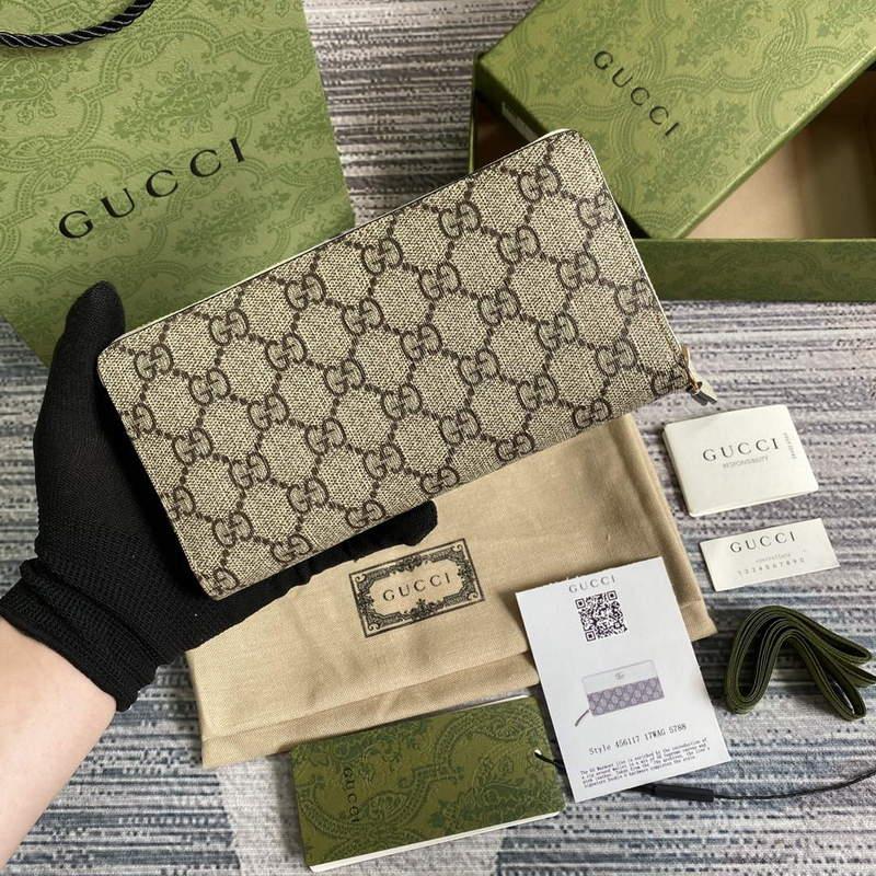 Gucci 456117 GG Marmont Zip Around Wallet White