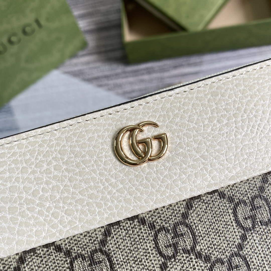 Gucci 456117 GG Marmont Zip Around Wallet White