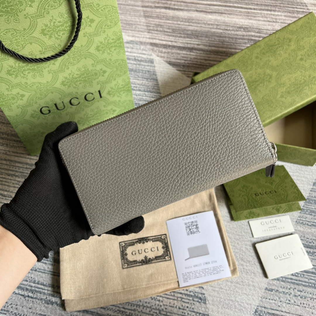 Gucci 456117 GG Marmont Leather Zip Around Wallet Dark grey