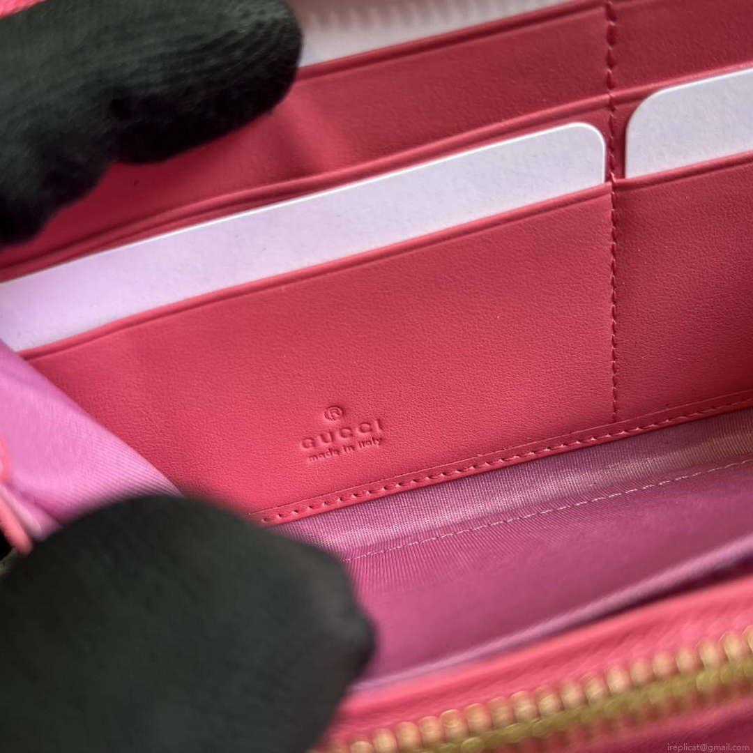 Gucci 723784 GG Matelassé Zip-Around Wallet Rose pink