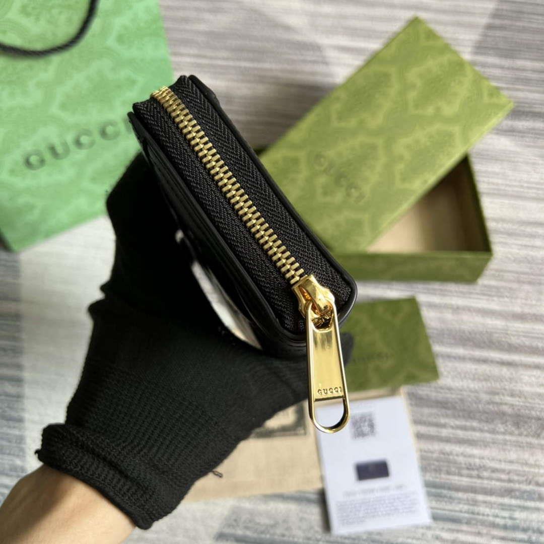 Gucci 723784 GG Matelassé Zip-Around Wallet Black