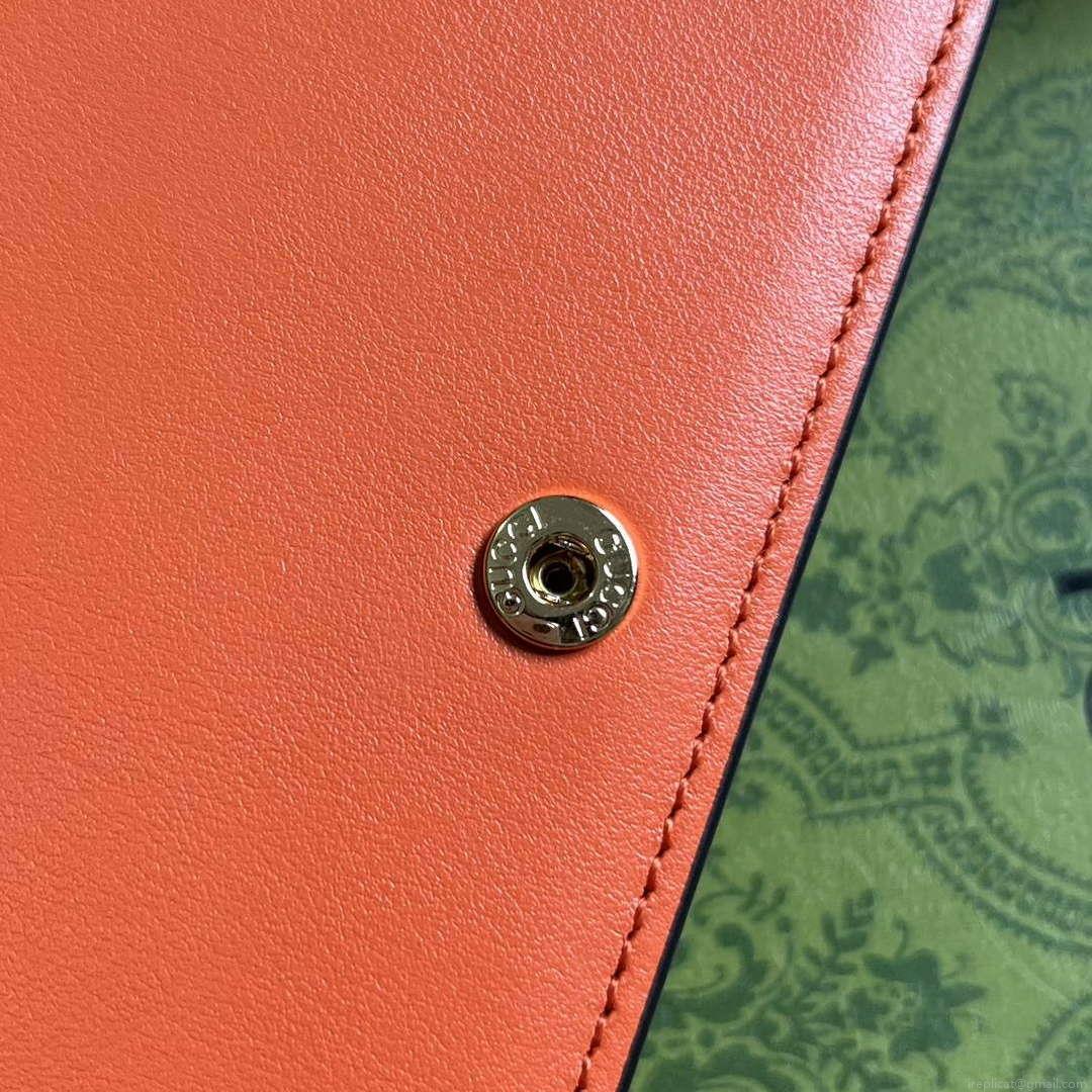 Gucci 723787 GG Matelassé Chain Wallet Orange