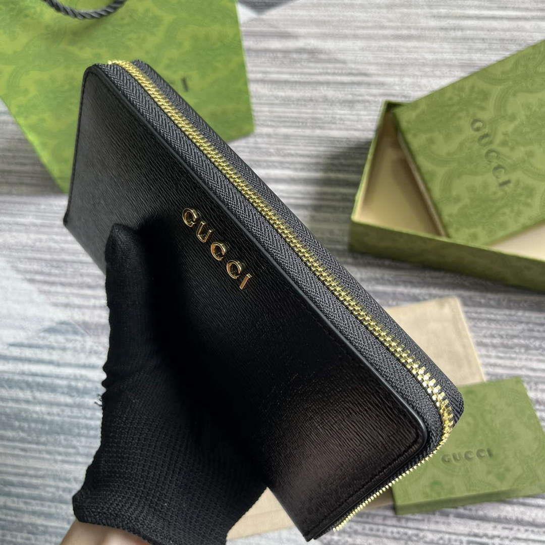 Gucci 772642 Zip Around Wallet With Gucci Script Black