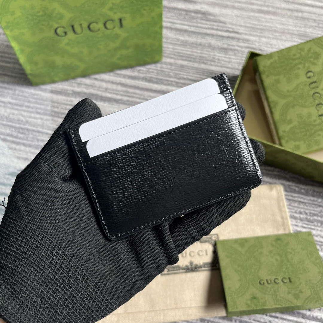Gucci 773428 Card Case With Gucci Script Black