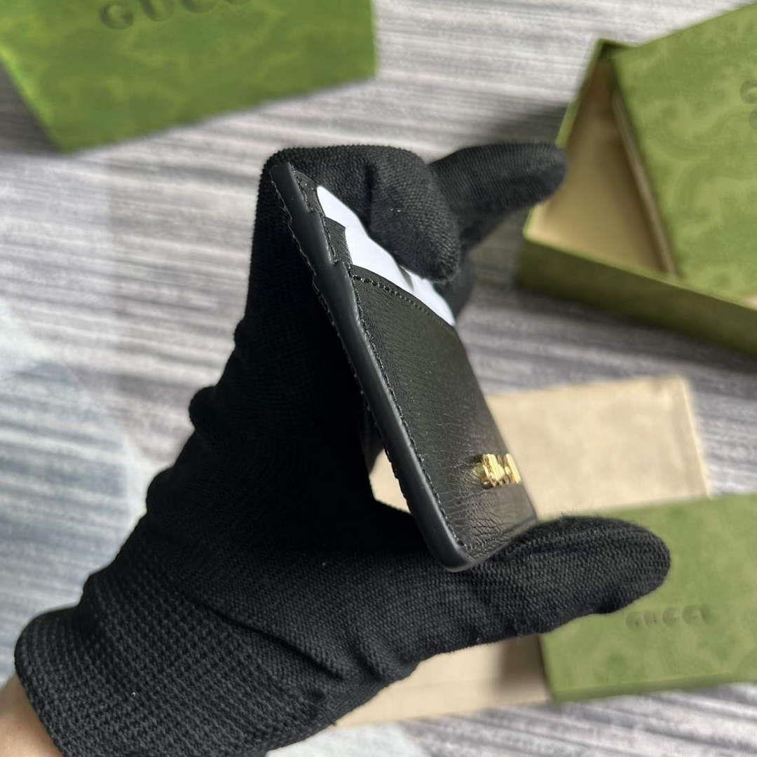 Gucci 773428 Card Case With Gucci Script Black