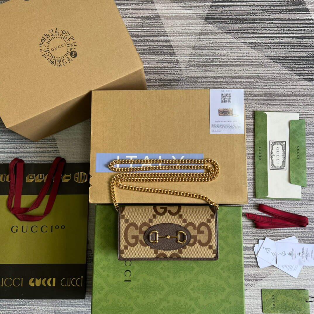 Gucci 621892 Gucci Horsebit 1955 Chain Wallet Brown