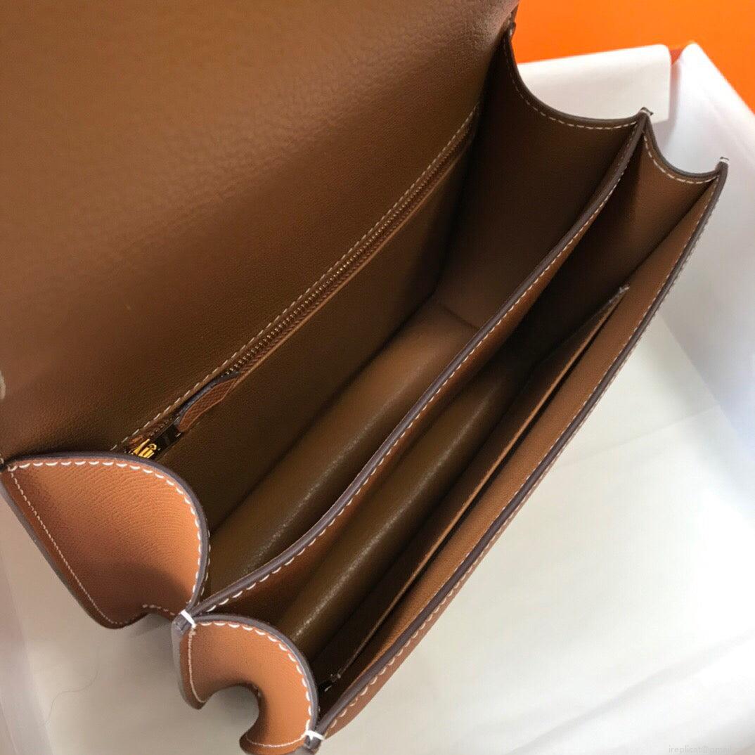 Hermes H082060 Constance Slim Wallet Epsom calfskin Brown