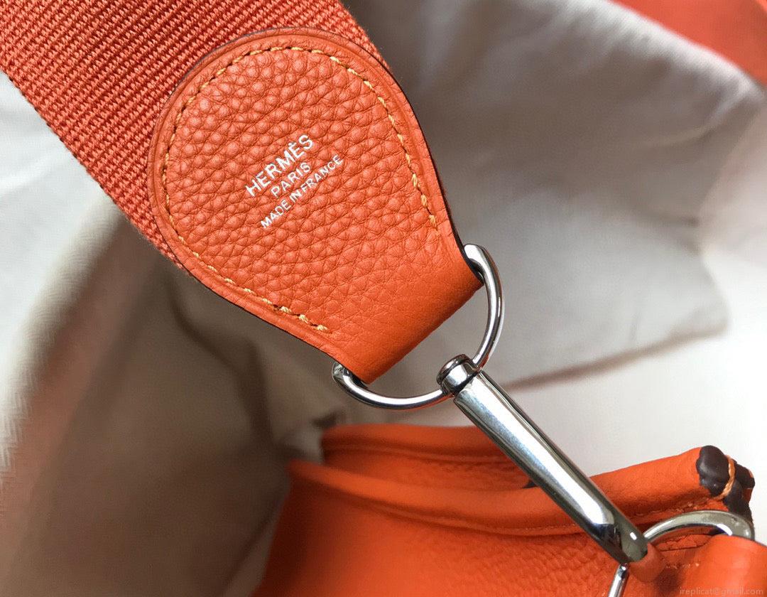 Hermes H083435 Evelyne III 29 Shoulder Bag Silver Hardware Orange