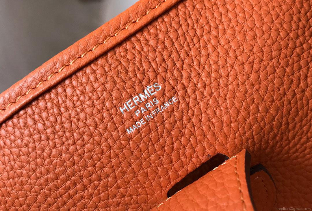 Hermes H083435 Evelyne III 29 Shoulder Bag Silver Hardware Orange