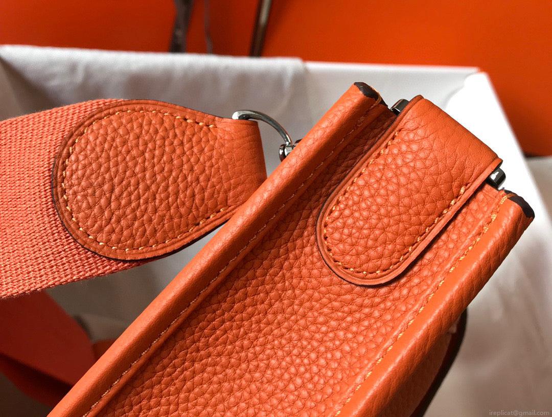 Hermes H083435 Evelyne III 29 Shoulder Bag Silver Hardware Orange