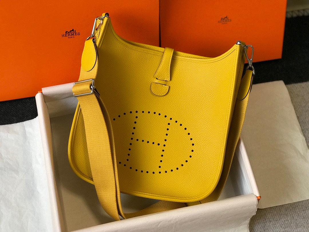 Hermes H083435 Evelyne III 29 Shoulder Bag Silver Hardware Yellow