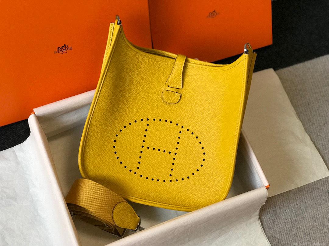 Hermes H083435 Evelyne III 29 Shoulder Bag Silver Hardware Yellow