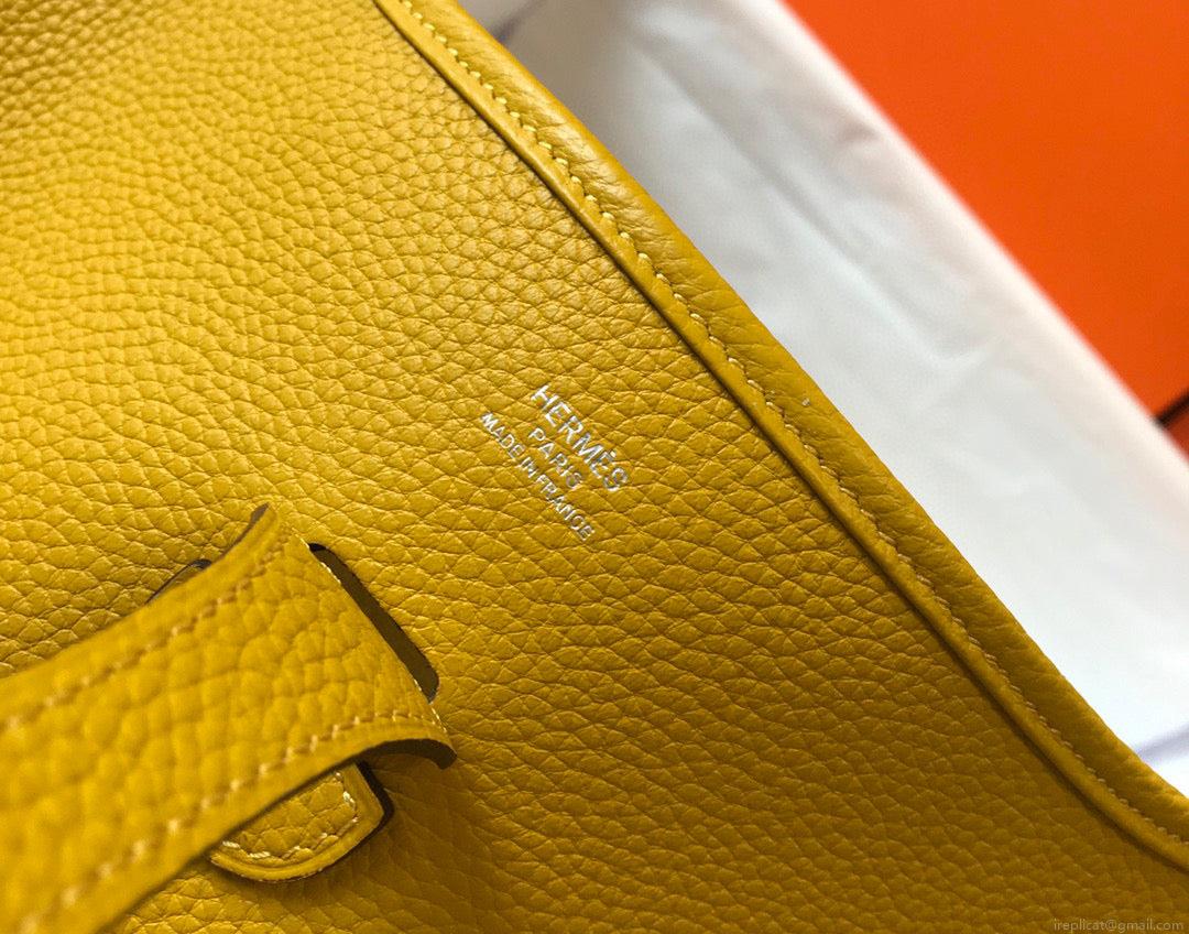 Hermes H083435 Evelyne III 29 Shoulder Bag Silver Hardware Yellow