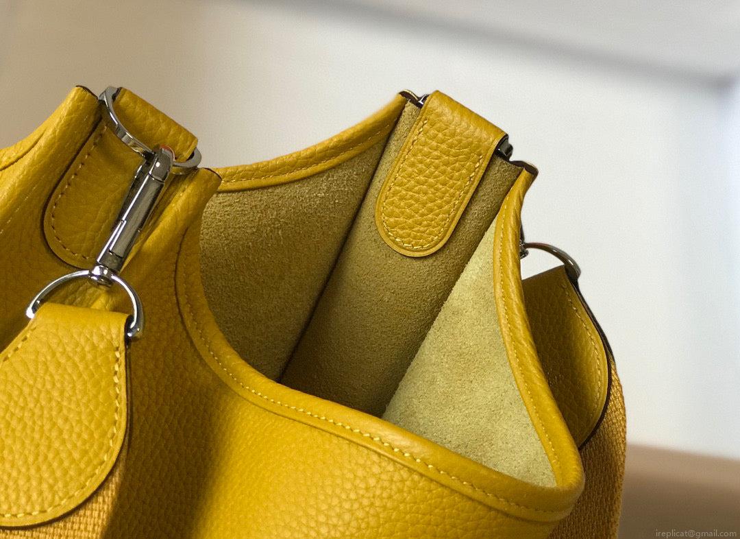 Hermes H083435 Evelyne III 29 Shoulder Bag Silver Hardware Yellow