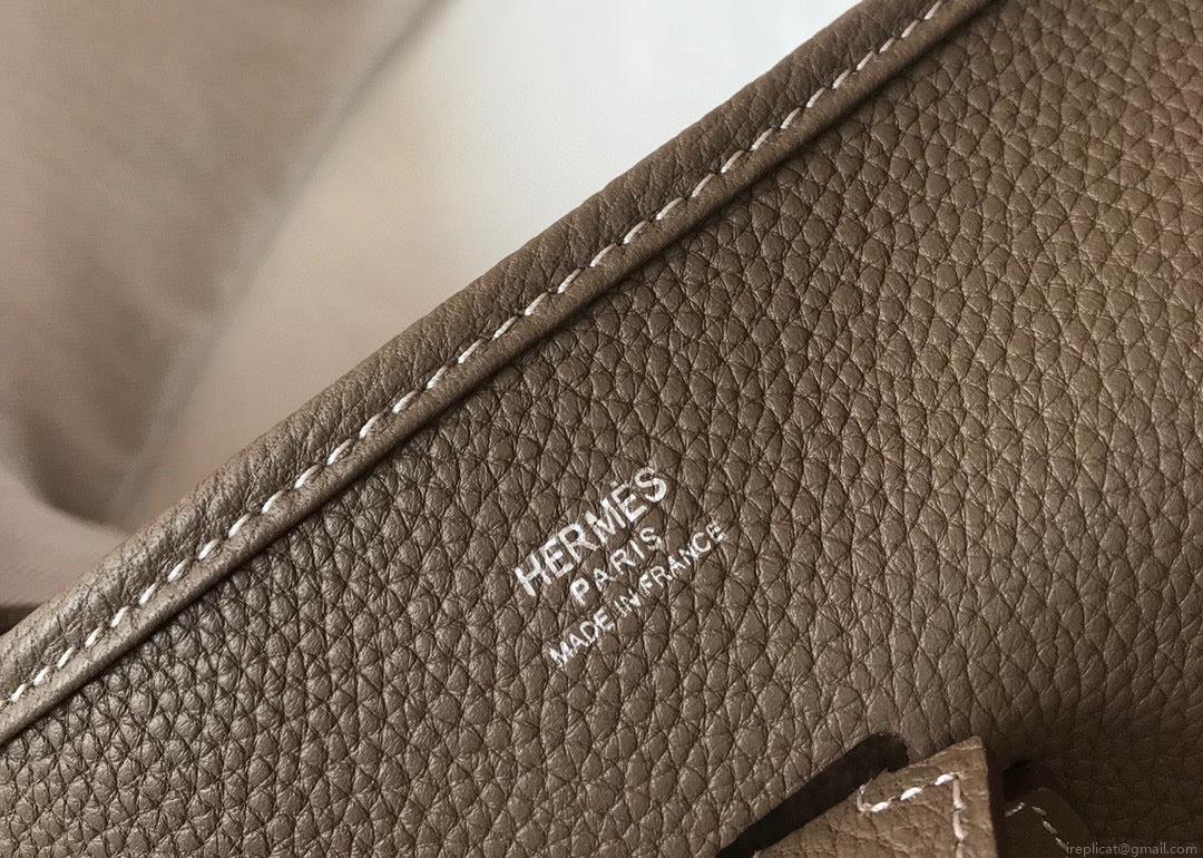 Hermes H083435 Evelyne III 29 Shoulder Bag Silver Hardware Dark Gray