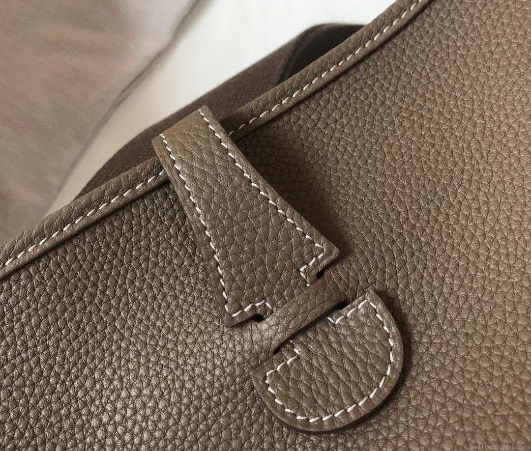 Hermes H083435 Evelyne III 29 Shoulder Bag Silver Hardware Dark Gray