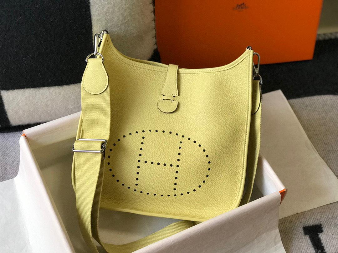 Hermes H083435 Evelyne III 29 Shoulder Bag Silver Hardware Lemon Yellow