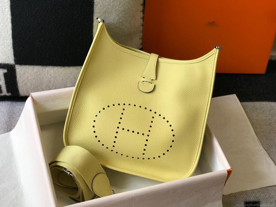 Hermes H083435 Evelyne III 29 Shoulder Bag Silver Hardware Lemon Yellow