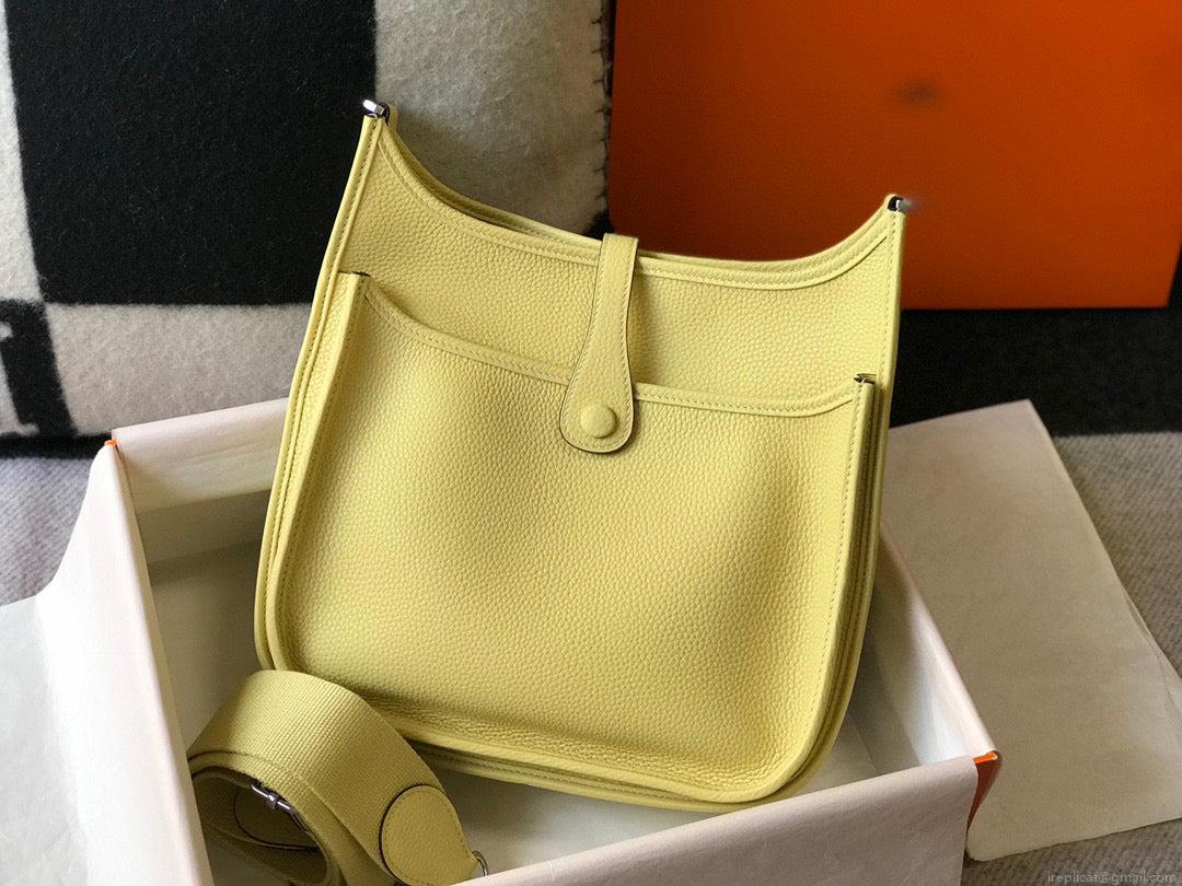 Hermes H083435 Evelyne III 29 Shoulder Bag Silver Hardware Lemon Yellow