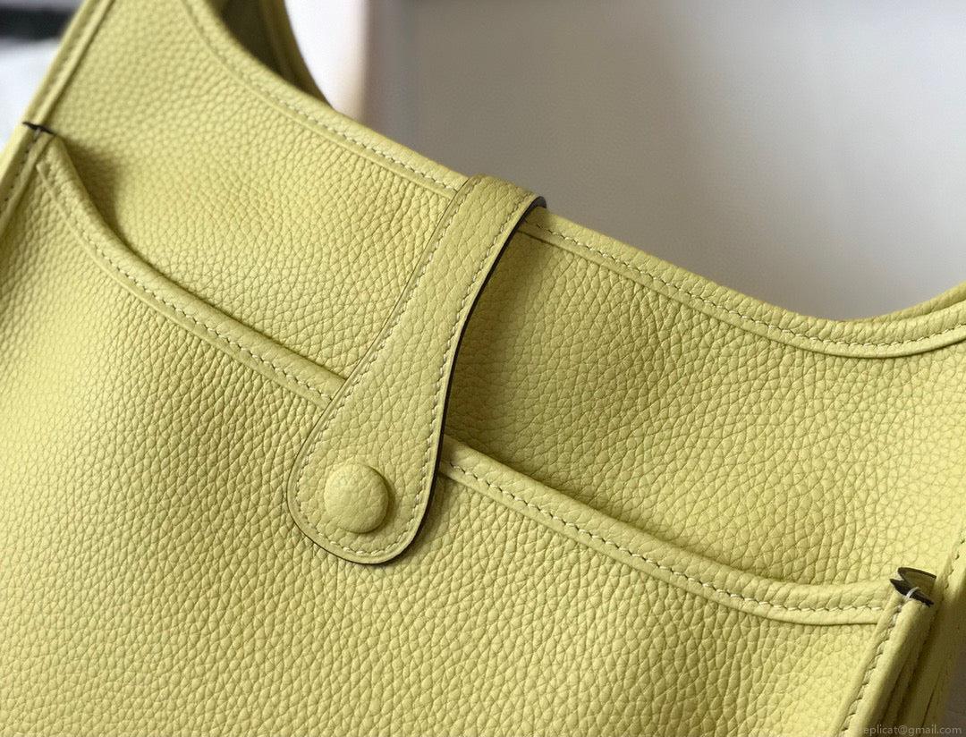 Hermes H083435 Evelyne III 29 Shoulder Bag Silver Hardware Lemon Yellow