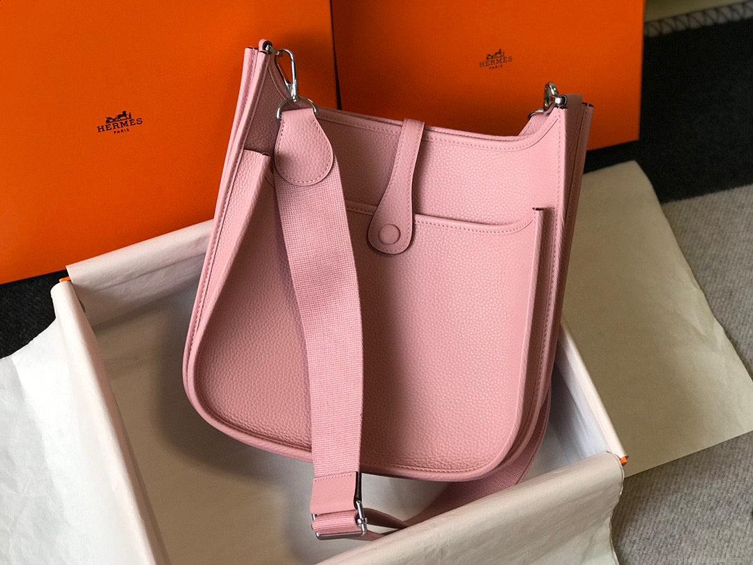 Hermes H083435 Evelyne III 29 Shoulder Bag Silver Hardware Pink
