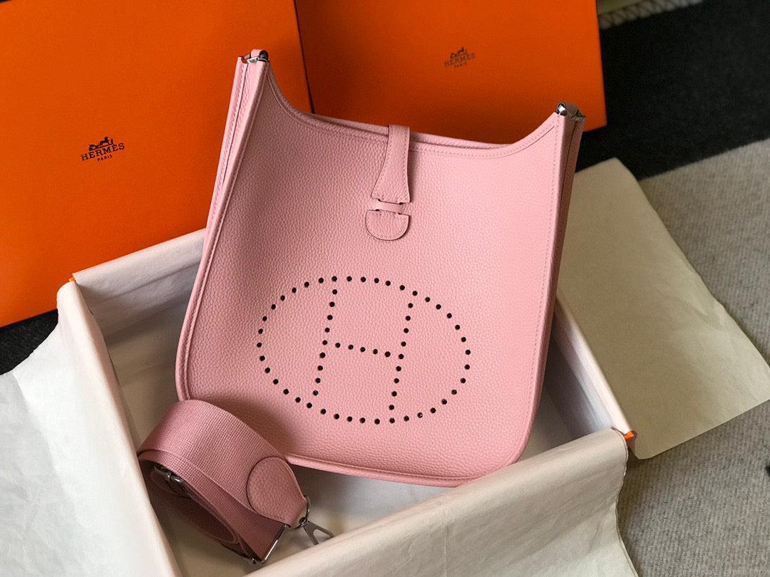 Hermes H083435 Evelyne III 29 Shoulder Bag Silver Hardware Pink