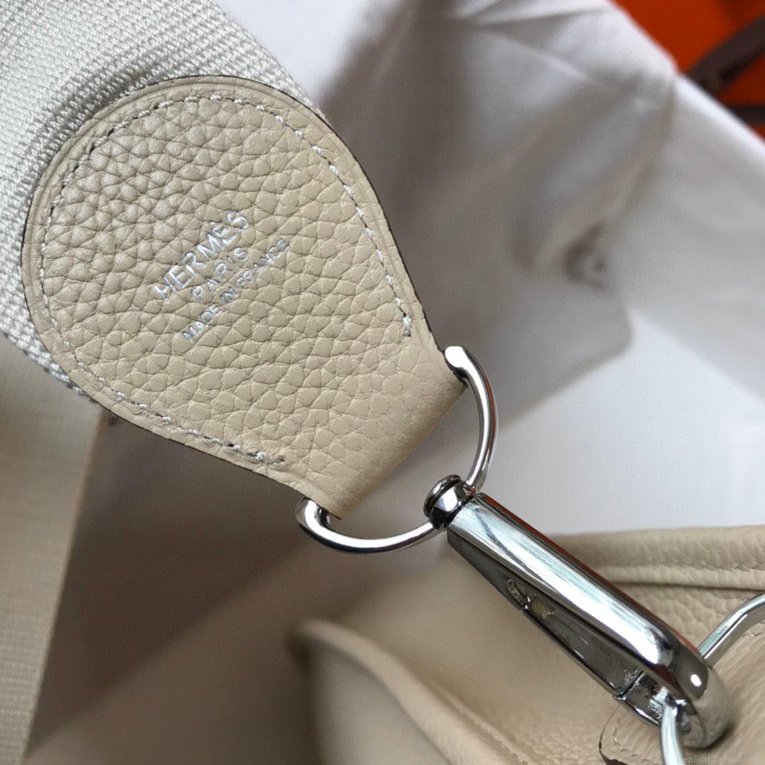 Hermes H083435 Evelyne III 29 Shoulder Bag Silver Hardware Beige