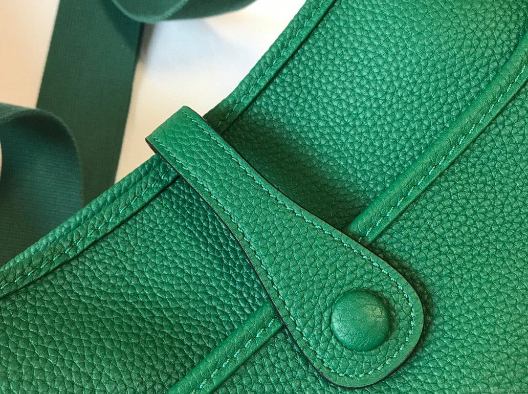 Hermes H083435 Evelyne III 29 Shoulder Bag Silver Hardware Green