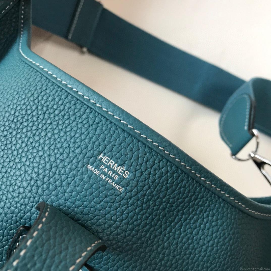 Hermes H083435 Evelyne III 29 Shoulder Bag Silver Hardware Blue