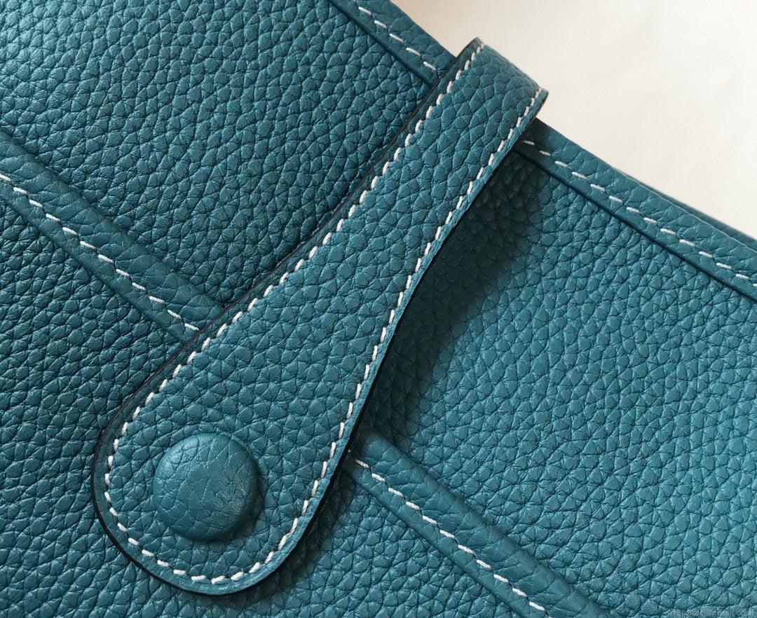 Hermes H083435 Evelyne III 29 Shoulder Bag Silver Hardware Blue